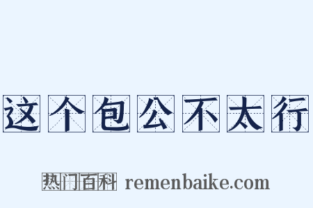 这个包公不太行是什么意思的图片